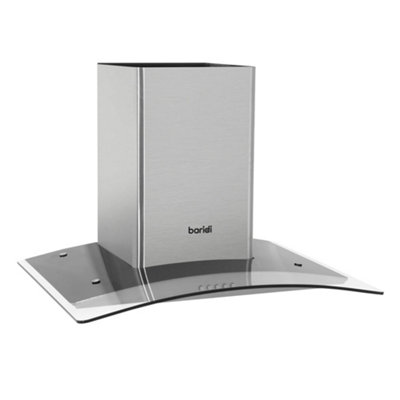 60cm Curved Glass & Steel Cooker Hood & Carbon Air Filters Kitchen Extractor Fan - 7