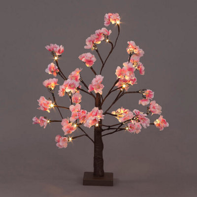 60cm Dark Pink Cherry Blossom Tree with 32 Warm White LEDs