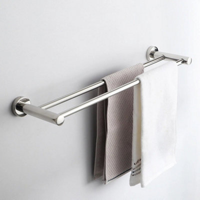 60cm Double Towel Rail Rack Wall Mounted Bathroom Kitchen Holder