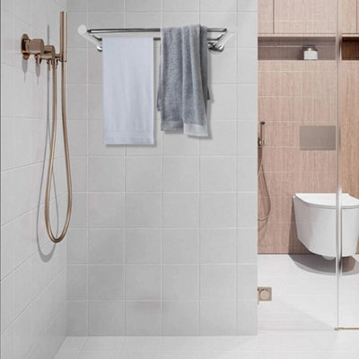 60cm Double Towel Rail Rack Wall Mounted Bathroom Kitchen Holder