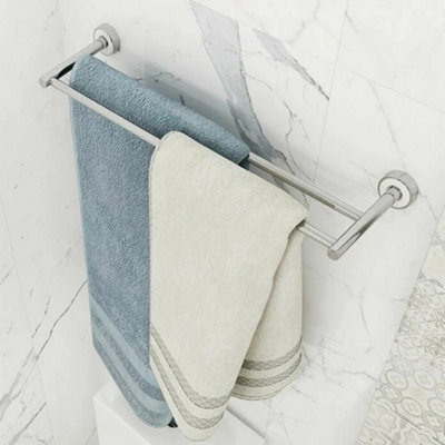 60cm Double Towel Rail Rack Wall Mounted Bathroom Kitchen Holder