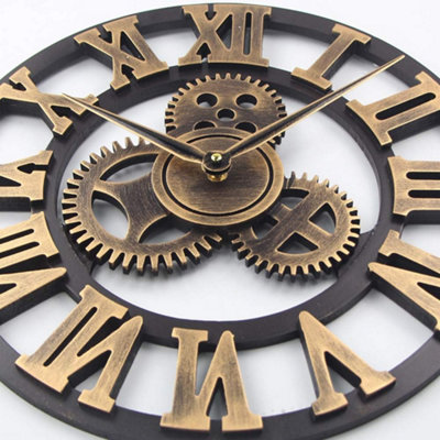 60CM Extra Large Roman Numerals Skeleton Wall Clock Giant Big Open Face ...