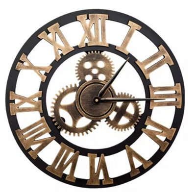 60CM Extra Large Roman Numerals Skeleton Wall Clock Giant Big Open Face ...