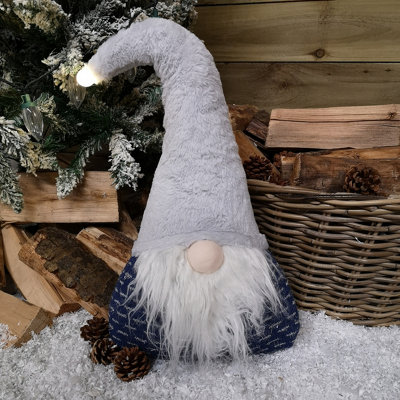 60cm Festive Christmas Light Up Lit Sitting Christmas Gonk with Grey Hat and Blue Body Price Comparisons | Compare The Build