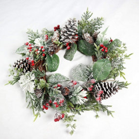 60cm Frosty Green Christmas Wreath