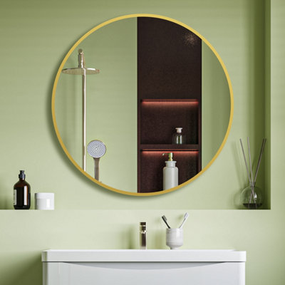 60cm Gold Framed Round Mirror Bathroom Bedroom Hallway Dressing