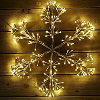60cm Gold Starburst Snowflake Wall Window Decoration with 300 Warm White LEDs