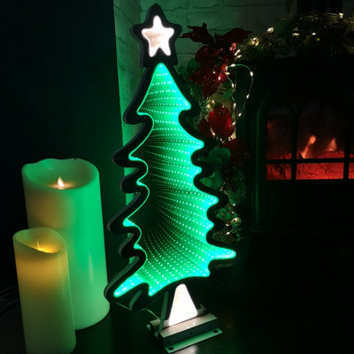 60cm Infinity Light up Christmas Tree Decoration with Green LEDs on Metal Base