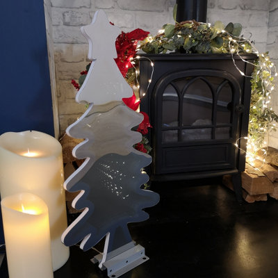 60cm Infinity Light up Christmas Tree Decoration with Green LEDs on Metal Base