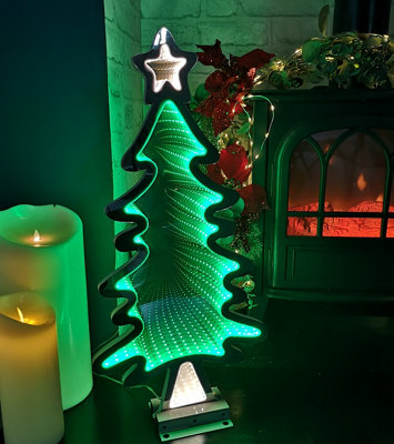 60cm Infinity Light up Christmas Tree Decoration with Green LEDs on Metal Base