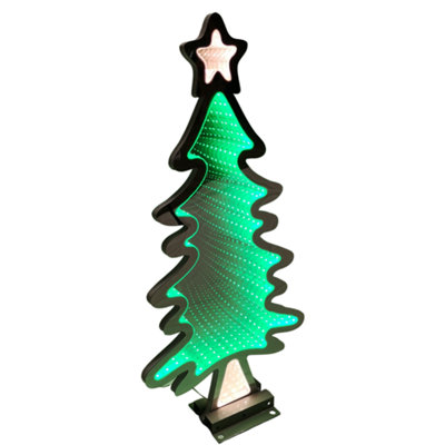 60cm Infinity Light up Christmas Tree Decoration with Green LEDs on Metal Base