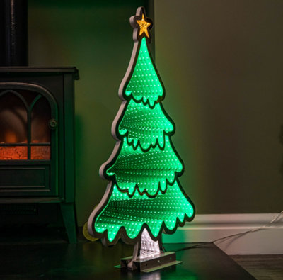 60cm Infinity Standing Christmas Tree on Metal Base with Green LEDs