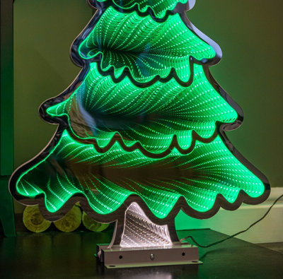 60cm Infinity Standing Christmas Tree on Metal Base with Green LEDs