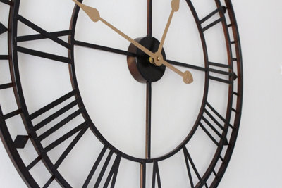 60cm Large Metal Wall Clock Antique Vintage Retro Style Home Hotel Bar ...