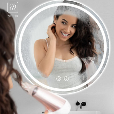 60CM LED Bathroom Mirror Round Vanity Mirror, Anti-Fog, Dimmable, 3 Color Temperature, Memory Function