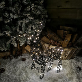 60cm LED Indoor Outdoor Wicker Standing Reindeer Christmas Decoration