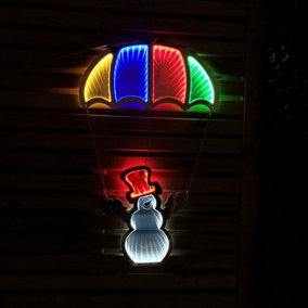 60cm LED Infinity Christmas Light Hanging Parachute with Snowman Decoration