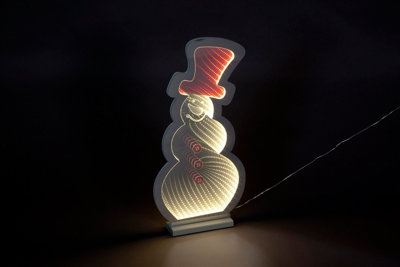 60cm LED Infinity Snowman Decoration: Red & Ice White, Outdoor Safe