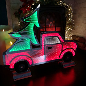 60cm LED Infinity Truck Christmas Decoration with Metal Base in Red and Green