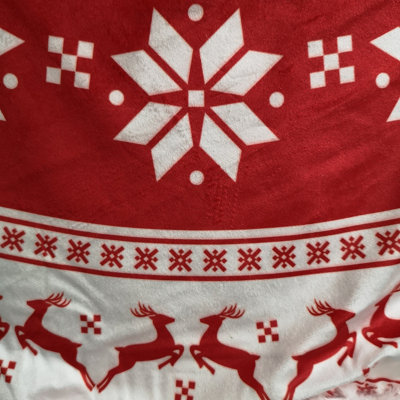 60cm LED Snowflake & Reindeer Christmas Tree Collar in Red and White - 3