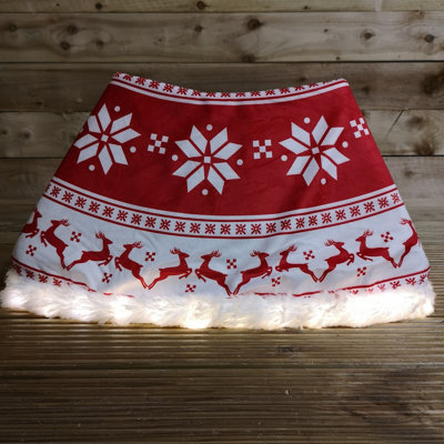 60cm LED Snowflake & Reindeer Christmas Tree Collar in Red and White - 4