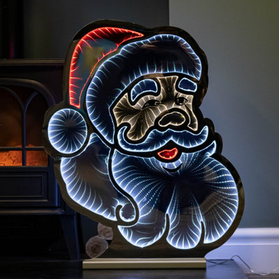 60cm Light up Santa's Face Infinity Christmas Decoration with Red & White LEDs
