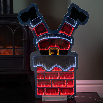 60cm Light up Santa's Leg in Chimney Christmas Infinity Decoration with ...