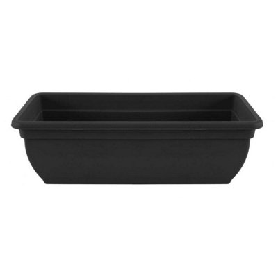 60cm Long Rectangular Black Plastic Trough Planter for Balcony & Windows