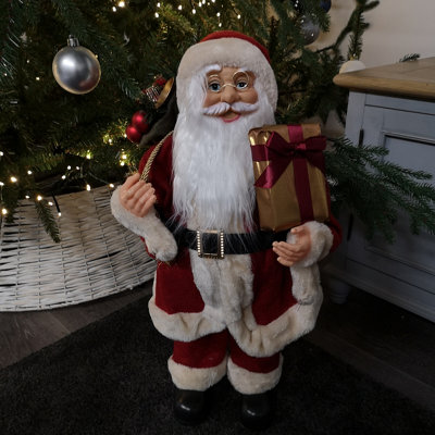 60cm Luxury Standing Santa Claus Father Christmas Decoration in Red ...