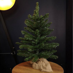 60cm Mini Richmond Christmas Tree in a Burlap Base with 72 Tips