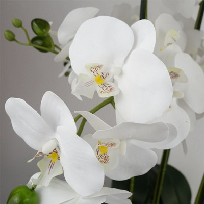 60cm Orchid White - Black Ceramic Planter