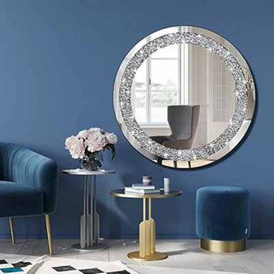 60cm Round Crushed Jewel Wall Mirror