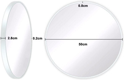 60cm Round Hanging Wall Mirror - Home Decorative Wall Mounted Vanity Mirror White - 4