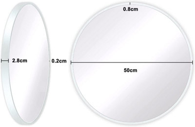 60cm Round Hanging Wall Mirror - Home Decorative Wall Mounted Vanity Mirror White