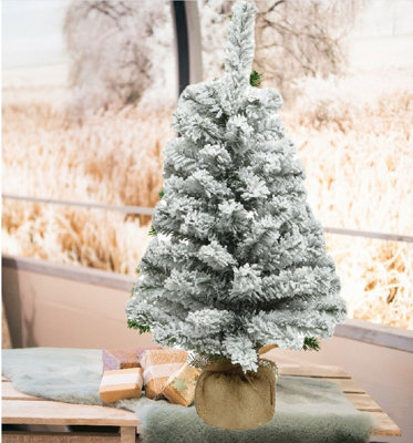 60cm Small Snowy Table Christmas Tree Natural Jute Bag Artificial Tree