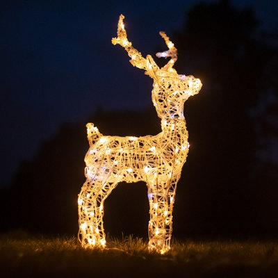 60CM Soft Acrylic Light Up Christmas Reindeer Small Stag with 90 White or Warm White LEDs