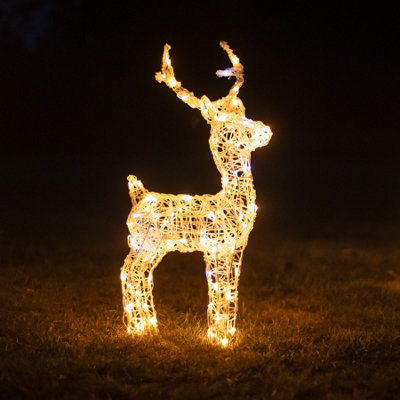 60CM Soft Acrylic Light Up Christmas Reindeer Small Stag with 90 White or Warm White LEDs