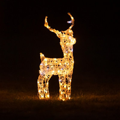 60CM Soft Acrylic Light Up Christmas Reindeer Small Stag with 90 White or Warm White LEDs - 3