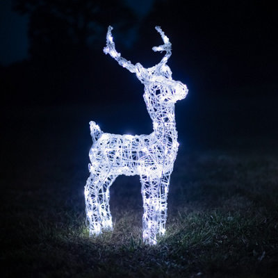 60CM Soft Acrylic Light Up Christmas Reindeer Small Stag with 90 White or Warm White LEDs - 4
