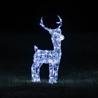 60CM Soft Acrylic Light Up Christmas Reindeer Small Stag with 90 White or Warm White LEDs - 5