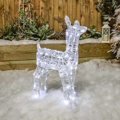 60CM Soft Acrylic Light Up Christmas Reindeer Small Stag with 90 White or Warm White LEDs - 6