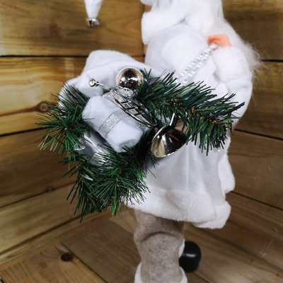 60cm Standing Santa Claus Father Christmas Decoration in White