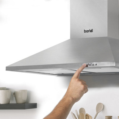 60cm STEEL Chimney Style Cooker Hood & Carbon Air Filters Kitchen Extractor Fan - 5