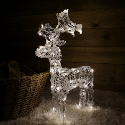 60cm Tall Acrylic Outdoor Christmas Reindeer Lit with 50 Warm White
