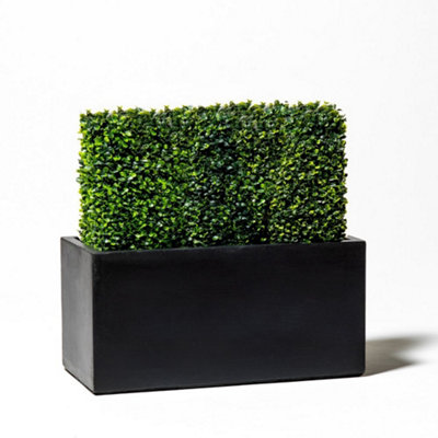 60cm Terracotta Fibrecotta Dark Grey Trough Planter