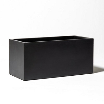 60cm Terracotta Fibrecotta Dark Grey Trough Planter - 3