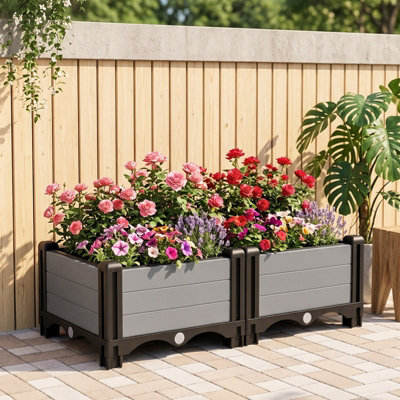 60cm W Rectangular Planter Plastic Raised Garden Bed Planter Box