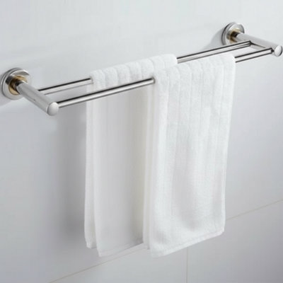 60cm Wall Mounted Towel Rail Double Rack for Bathroom & Kitchen