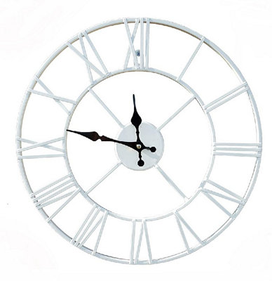 60cm White Metal Roman Numerals Large Analog Wall Clock Indoor ...