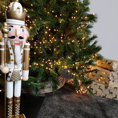 36 In. Red Resin Christmas Nutcracker Toy Soldier On A Pedestal Base With Led Lights
